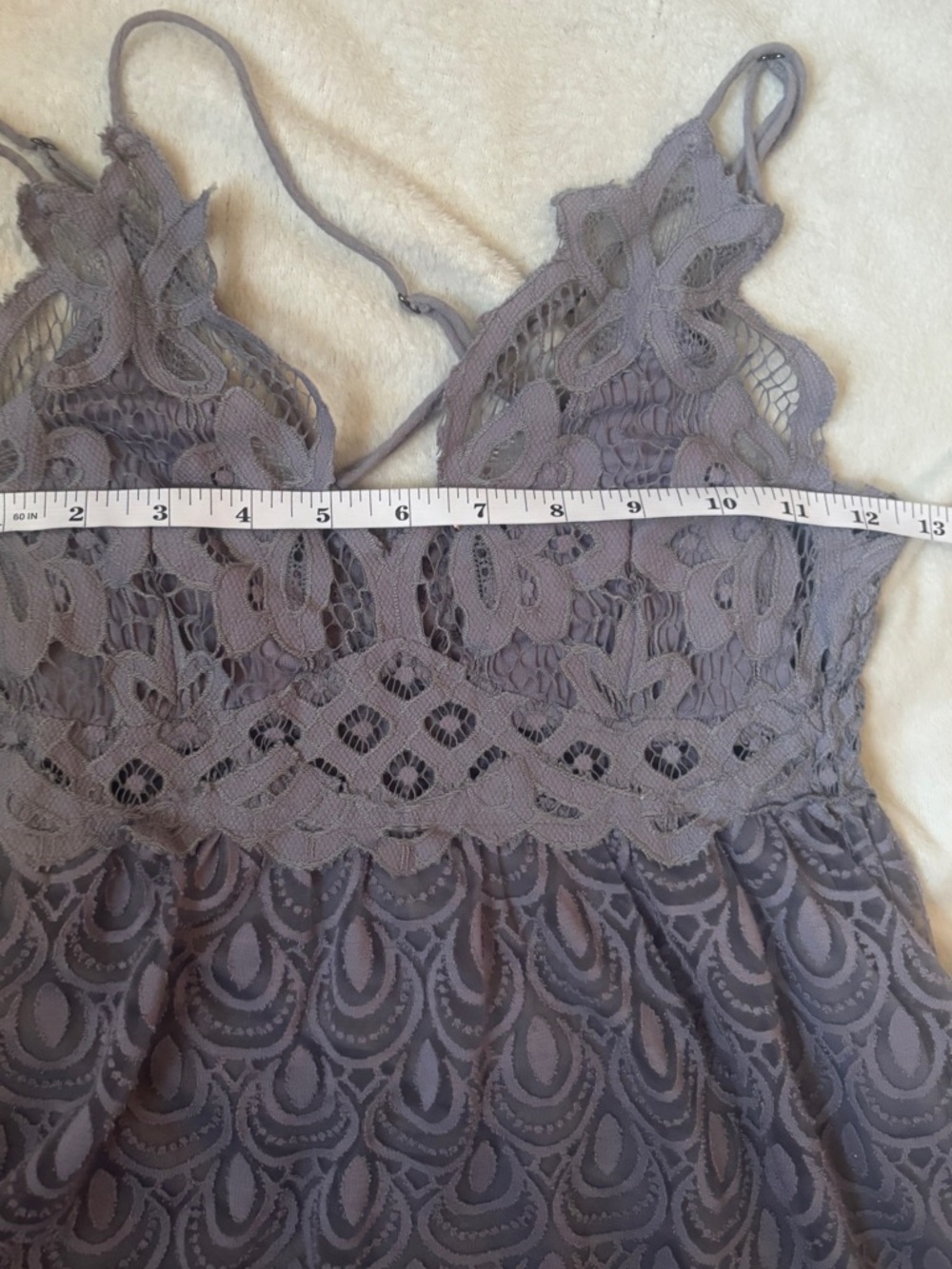 Free People Lace Slip Dress Purple Boho Crochet Mini Adella Style XS - Picture 6 of 8